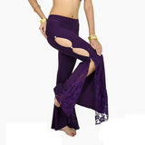 High Slit Dance And Yoga Pants With Rhinestones