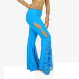 High Slit Dance And Yoga Pants With Rhinestones